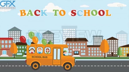 فوتیج انیمیشن اتوبوس مدرسه