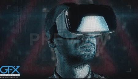 فوتیج هولوگرام مرد با عینک واقعیت مجازی