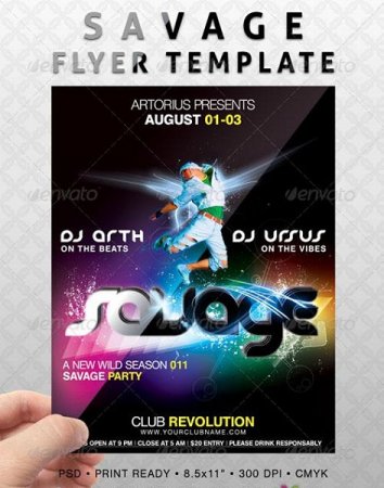 دانلود طرح آماده فتوشاپ Savage Flyer PSD