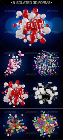 مجموعه 8 عناصر لایه باز رایگان 3D Isolated