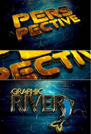 مجموعه افکت های لایه باز متنی 3D Text and Shape