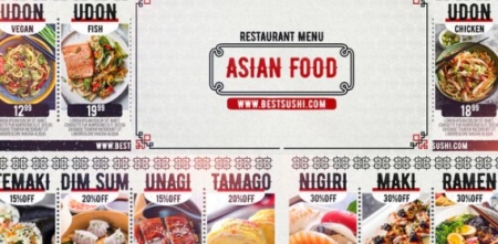 دانلود پروژه افترافکت منوی غذا Asian Restaurant Menu