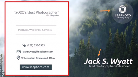 کارت ویزیت شغل عکاسی