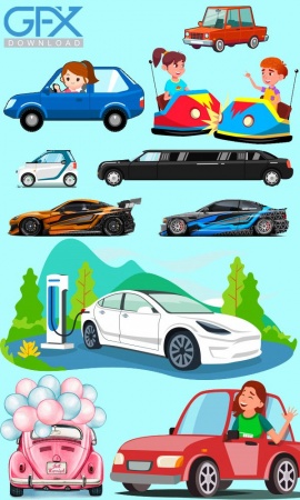 خرید مجموعه وکتور ماشین کارتونی