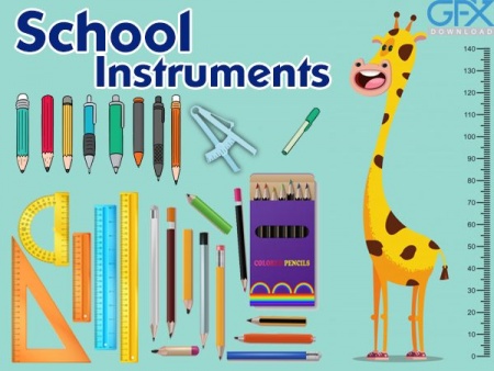 وکتور لوازم تحریر School Instruments