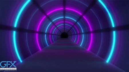 دانلود فوتیج بک گراند تونل نور های نئون