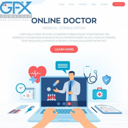 دانلود قالب اینفوگرافیک خدمات پزشکی آنلاین