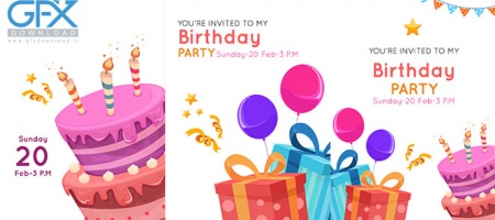 وکتور رایگان کارت دعوت جشن تولد کودکانه