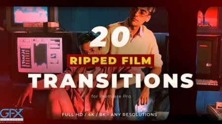 دانلود پریست پریمیر Ripped Film Transitions