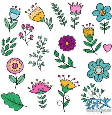 دانلود وکتور گل های بهاری