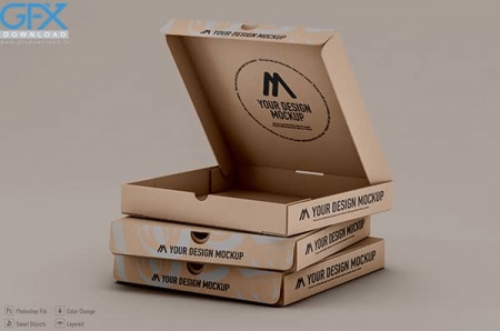 موکاپ لایه باز جعبه های پیتزا
