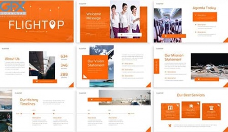 دانلود رایگان قالب پاورپوینت هواپیما Flightop