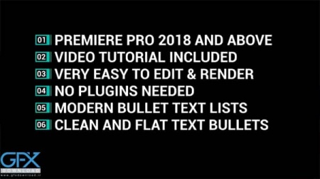 پروژه پریمیر متن با لیست نشانه دار Bullet Texts
