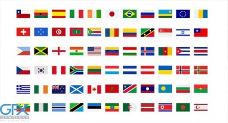 پروژه افتر افکت 250 آیکون پرچم کشورهای مختلف