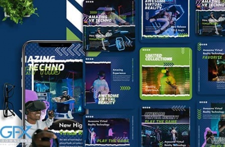 دانلود قالب پست اینستاگرام واقعیت مجازی vr