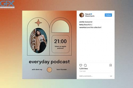 دانلود قالب پست اینستاگرام لایه باز گرادینت