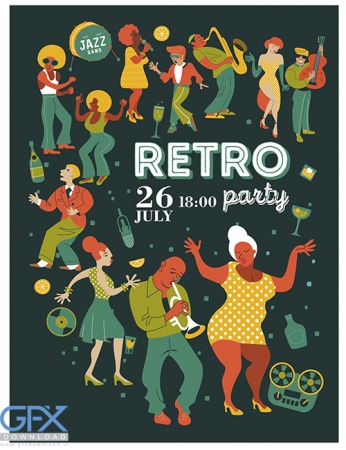 دانلود وکتور پوستر فستیوال موسیقی قدیمی