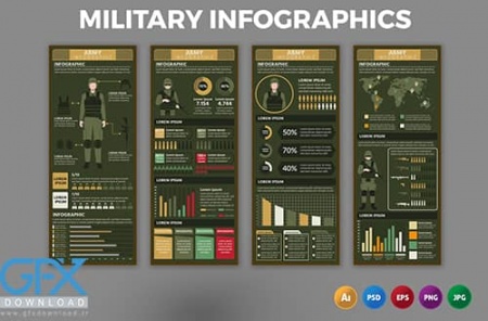 قالب اینفوگرافیک لایه باز نظامی
