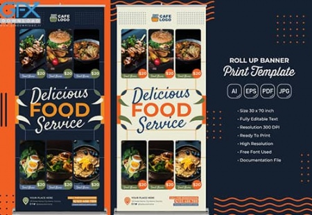 دانلود وکتور بنر رول آپ رستوران