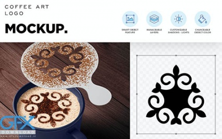 موکاپ لایه باز طرح لوگو Coffee Art