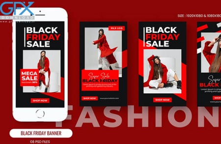 4 قالب لایه باز استوری اینستاگرام جمعه سیاه