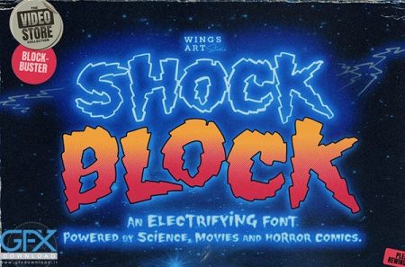 فونت ترسناک با طرح الکتریسیته Shock Block