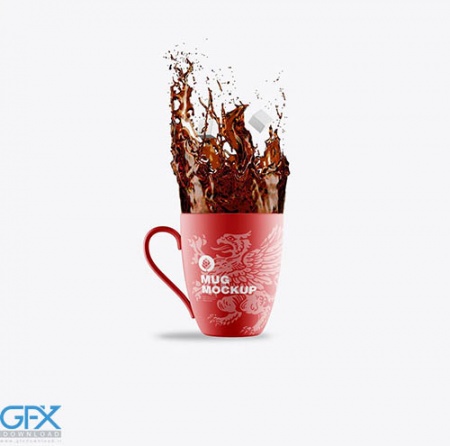 دانلود موکاپ ماگ با اسپلش قهوه