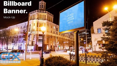 موکاپ بیلبورد شهری در شب