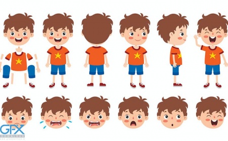 دانلود وکتور کاراکترهای کارتونی پسر بچه