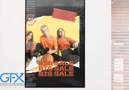 موکاپ لایه باز بنر تبلیغاتی دیواری رایگان