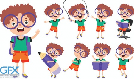 دانلود وکتور کاراکتر های کارتونی آموزشی
