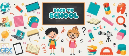 وکتور لایه باز لوازم التحریر دانش آموزی