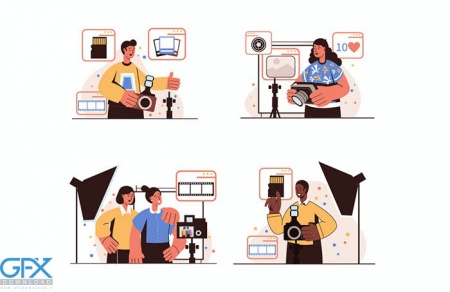 وکتور استودیو عکاسی و کاراکتر های عکاس