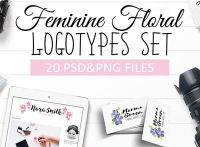 ست لایه باز لوگو های گلدار زنانه