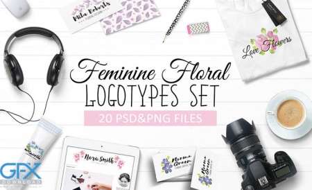 طرح لایه باز 20 لوگو گلدار زنانه