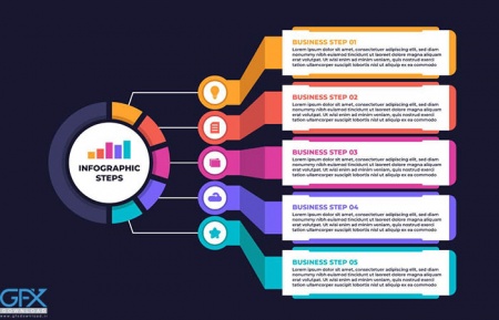 دانلود قالب اینفوگرافیک رنگارنگ تجاری