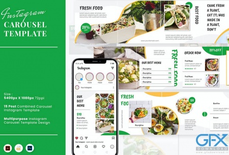 قالب پست‌های اینستاگرام با موضوع غذای سالم