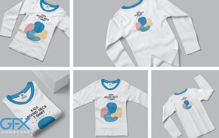 دانلود 5 موکاپ تیشرت بچه‌گانه آستین بلند