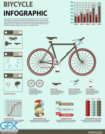 قالب آماده اینفوگرافیک اجزای دوچرخه