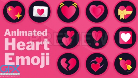 دانلود موشن گرافیک ایموجی های قلب متحرک