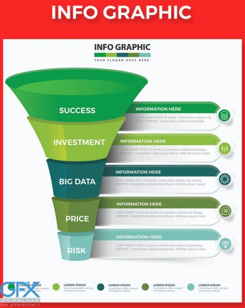 قالب اینفوگرافی طرح قیف