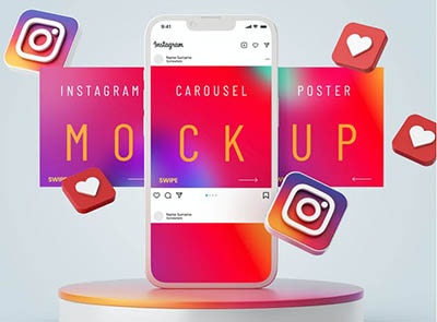 موکاپ لایه باز بنرهای اینستاگرام رسانه های اجتماعی