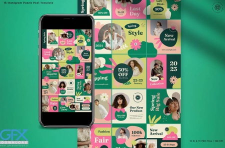 دانلود قالب  پست اینستاگرام بهاری