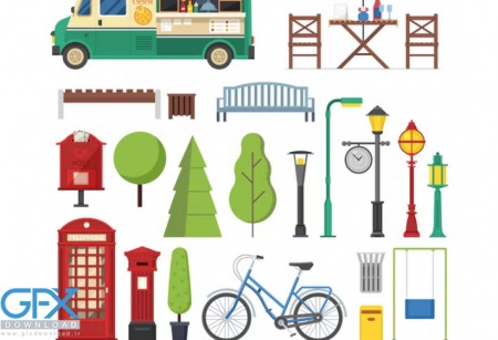 وکتور المان های پارک شهر