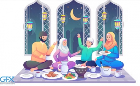 دانلود وکتور ماه رمضان و تبریک عید فطر