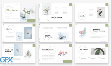 دانلود قالب پاورپوینت گل Florence