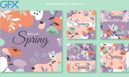 وکتور پست های اینستاگرام با تم بهاری