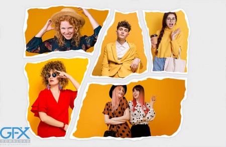 دانلود موکاپ لایه باز کلاژ عکس با افکت پاره شدن