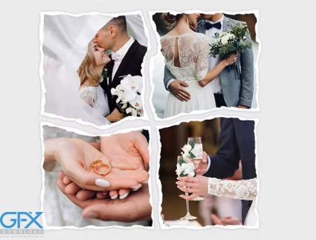 طرح موکاپ لایه باز کلاژ عکس با افکت پاره شدن