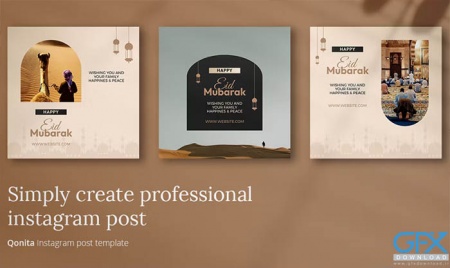 دانلود قالب لایه باز پست اینستاگرام تبریک عید فطر Qonita
